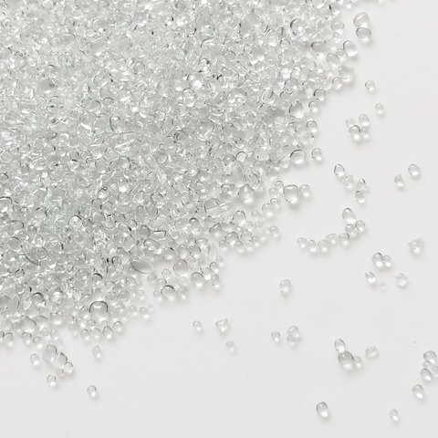 20ｇ【極小サイズ】朝露みたいな透明なガラスの粒々カレット/コロコロ丸っこいかわいいガラス粒。／型番67ーB