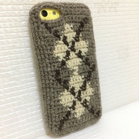 アーガイルのiPhoneセーター≪グレー≫