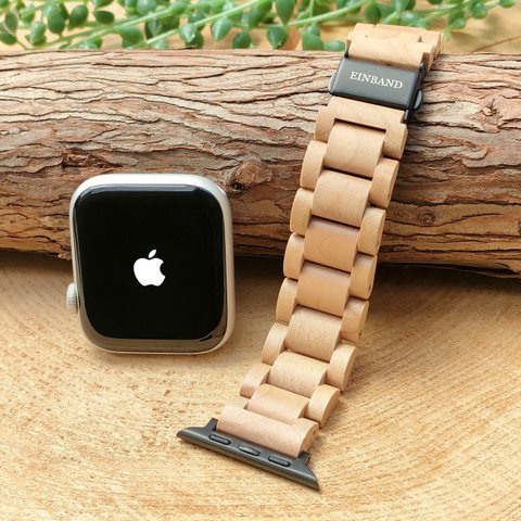 【木製バンド】EINBAND AppleWatch アップルウォッチ 天然木 木のベルト 20mm【メイプルウッド】