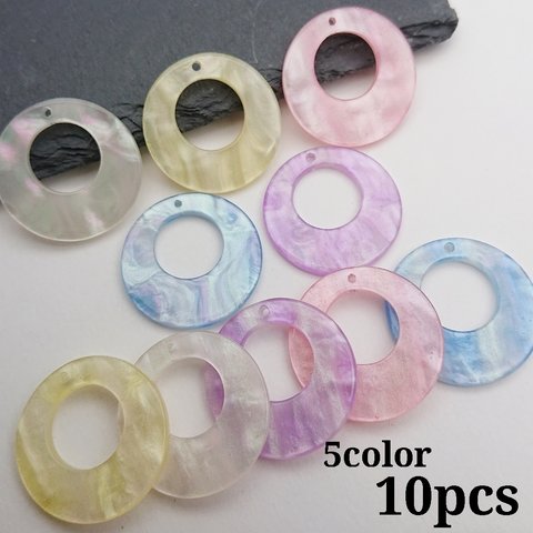 【商品入れ替え★50％OFF SALE♪】【acrc5063chmm】【5color 10pcs】 シェル風サークルフレームチャーム   ピアス/イヤリング/ネックレス/