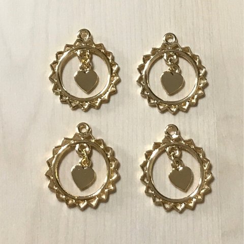 GOLD RING HEART CHARM PARTS