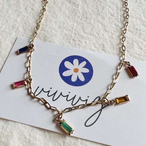 colorful line stone  💖 necklace