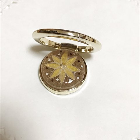 再販✖︎2☆gold flower煌めきスマホリング