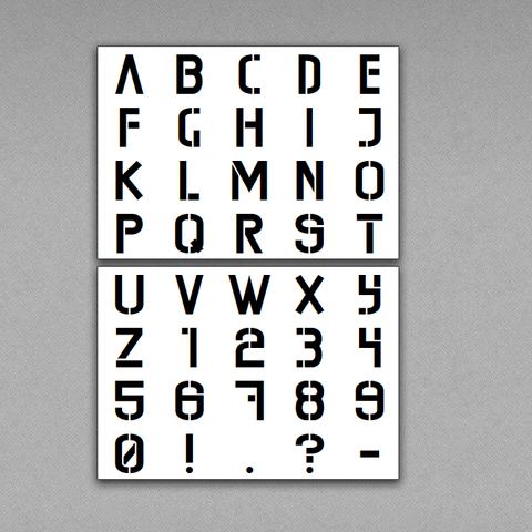 ステンシルシート【MURA-KNOCKOUT】 文字の大きさ約４cm アルファベットセット数字【Ｆ03】
