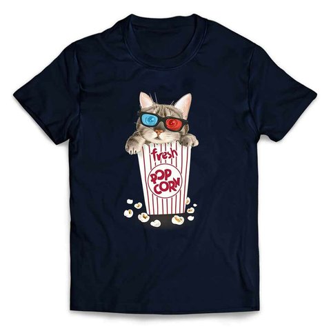 半袖Tシャツ 【猫 ねこ ポップコーン 映画 ３D】 by FOX REPUBLIC