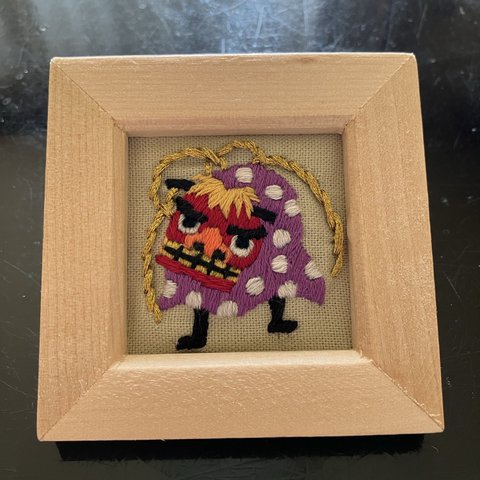 刺繍フレーム　お正月　獅子舞　壁掛け　壁飾り　インテリア　雑貨