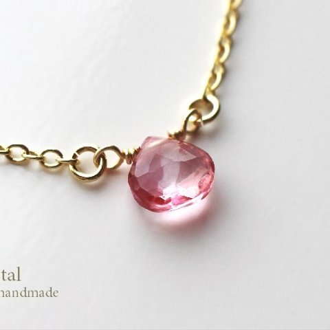 【天然石】宝石質ピンクトパーズの一粒石ネックレス