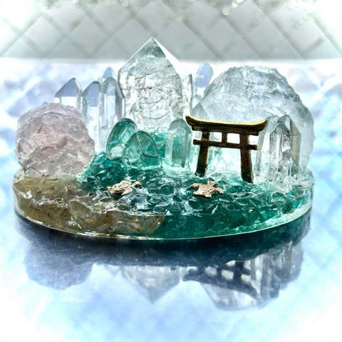 ✨春の海✨ホヌと桜✨鳥居✨オルゴナイト✨アパタイト✨ルチルクォーツ✨ローズクォーツ✨水晶✨亀✨