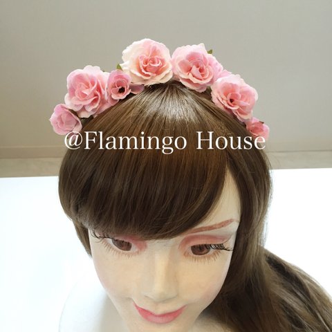 【再販×17】ピンクミニバラアートフラワー髪飾り7点セット