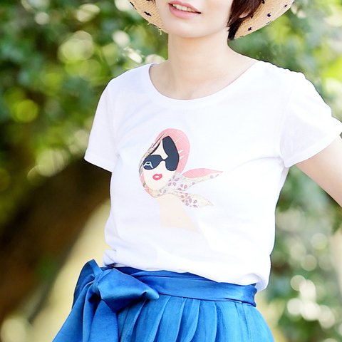 ♡Fujiko by Haru.Guo♡世界に一つだけの友禅コラージュ　Tシャツ レディース【M】サイズ　純国産
