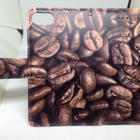 即納送料無料 iPhoneケース 手帳型 コーヒー豆 お腹が減るケース