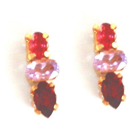 - akai hikari - Rubellite & Amethyst & Garnet Earrings