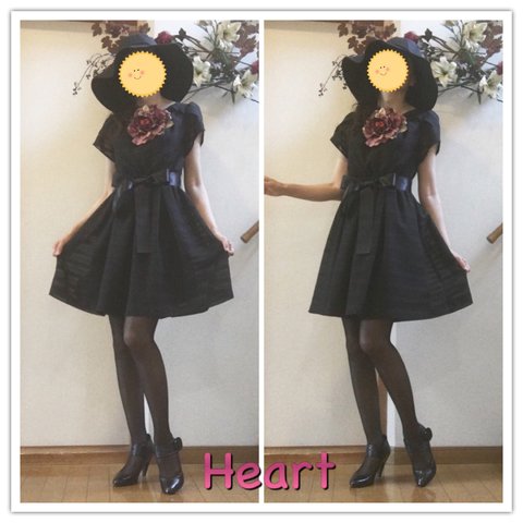 フォーマルいける、オシャレな黒ワンピース💖あちこち、オシャレ感いっぱい❣️❣️パーティー