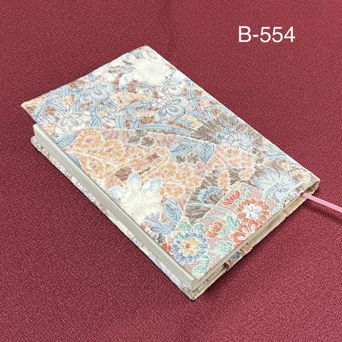 B-554再販  標準サイズ　正絹　辻が花　文庫本ブックカバー