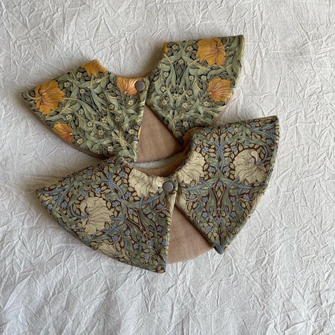 --- William Morris Pimpernel bib ---                             スタイ　ウィリアムモリス　レトロ　つけ襟　リバーシブル　360°スタイ