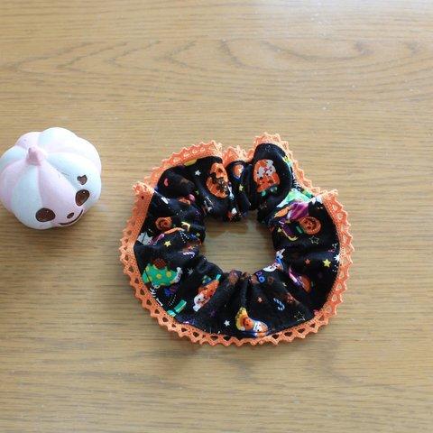 【🎃ハロウィン】レース付きキッズサイズシュシュ　ブラック