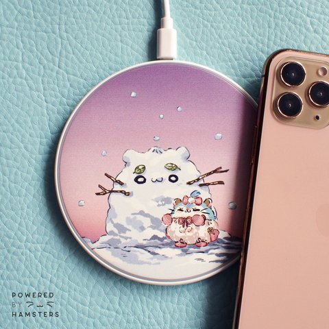 Qiワイヤレス充電器- 雪だるま, 癒しイラスト