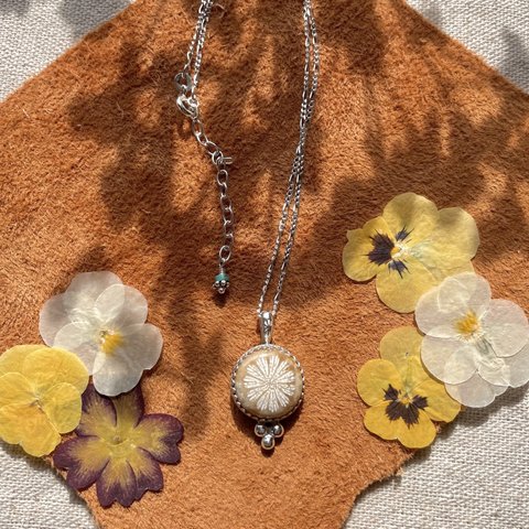 《silver925》 fossil coral ✼ flower necklace ❃