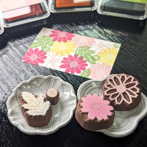 消しゴム はんこ　小菊 セット　eraser stamps Chrysanthemum set