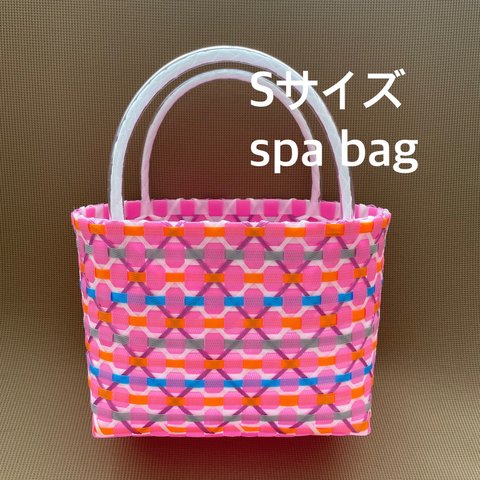 お風呂　銭湯　サウナ　スパバッグ　プラカゴ　レトロポップ　桜ピンクSサイズ　spa