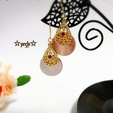 シェル&ジルコニアピアス/イヤリング