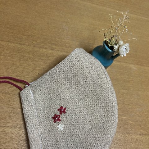 刺繍マスク　可愛いマスク　おしゃれマスク　綺麗マスク　マスク　安曇野木綿　ナチュラルマスク