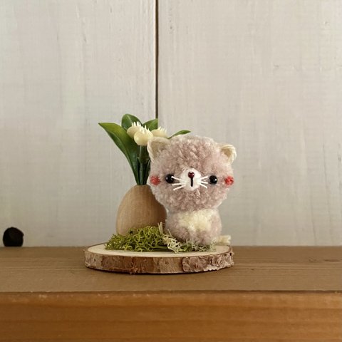 ミニミニオブジェ　ねこさんとお花♪