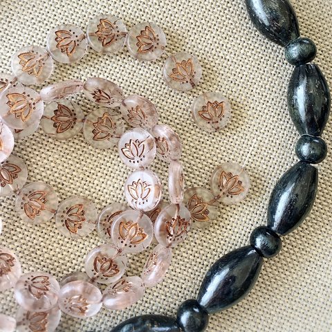 【4コセット】JIRI＊IVANA#czech beads#チェコビーズ　lotus 14㍉ matte crystal/copper