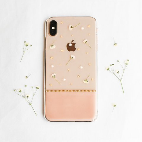 (iPhone・Xperia対応)かすみ草 バイカラー iPhoneケース