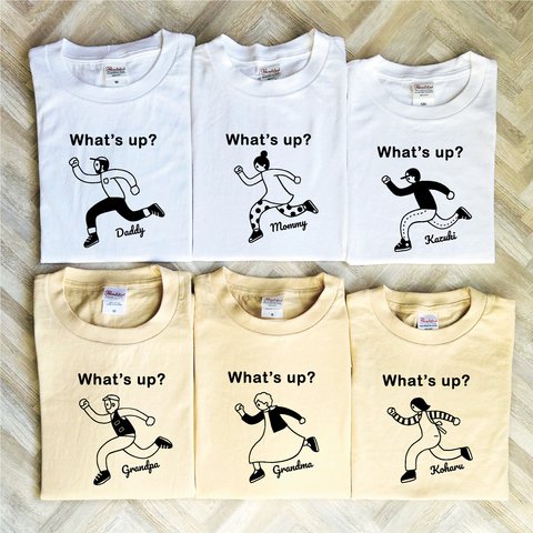 選べる家族6柄1枚【名前印刷】What's up?Tシャツ(半袖)【母の日迄にお届け4/29締切】