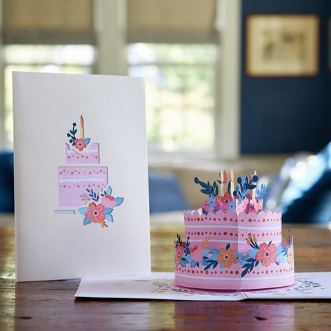 ポップアップグリーティングカード　Floral Birthday Cake 