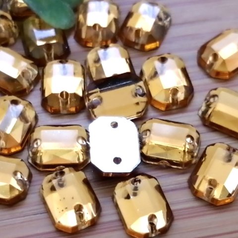 SHA-L-TP   6×8mm : 縫い付けビジュー:レクタングル～トパーズ  15個