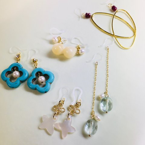 天然石ピアス　⭐︎ ５点セット