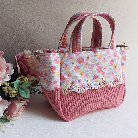 リバティ★スカラップ★フリル付き♡mini♡イブルトートバッグ