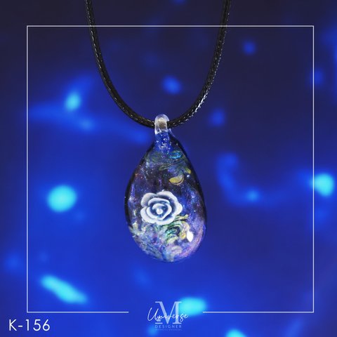 一欠片のアート　【夢幻の花蝶】 K-156　レジンネックレス　レジンアクセサリー　(designer-m)