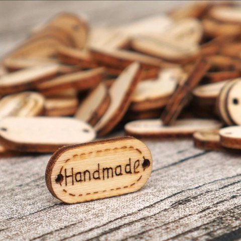  Handmade 木製タグ ナチュラル10個入り