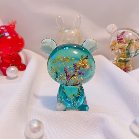 🧸本物のお花が入ったみまもるん×金箔×パール🐻みまもるん🙌🥰