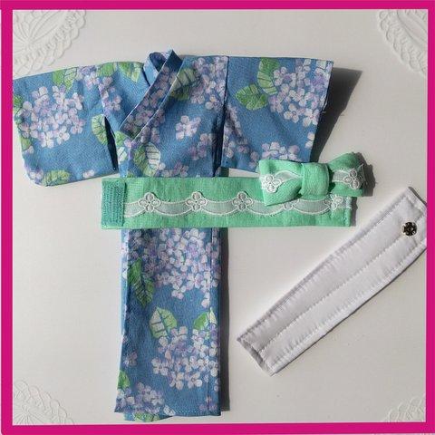 紫陽花ゆかたセット　２７ｃｍドール用②