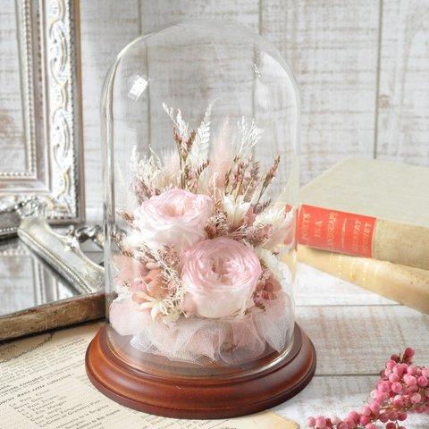 ✽母の日におすすめ✽いちごみるく色の優しいお花たち【glass dome arrangement～いちごみるく～】