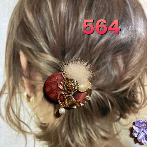 No.564  クラシカル エレガント ポニーフック ヘアクリップ ブローチ ピン ハットピン