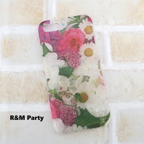 白とピンクの花畑柄スマホケース★iPhoneSE/iPhone15/iPhoneXR/iPhone14/iPhone11/iPhone12/iPhone13/iPhone12mini