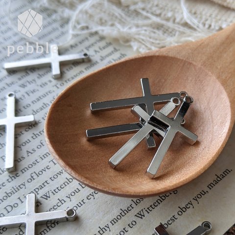 【3pcs】十字架 クロス メタルチャーム シルバー