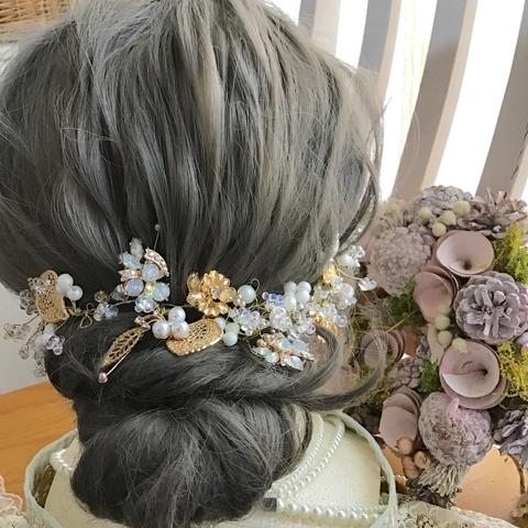 【𓃠 headdress 𓃠】カチューシャ　ヘッドドレス　成人式　ウエディング　ブライダル　結婚式442