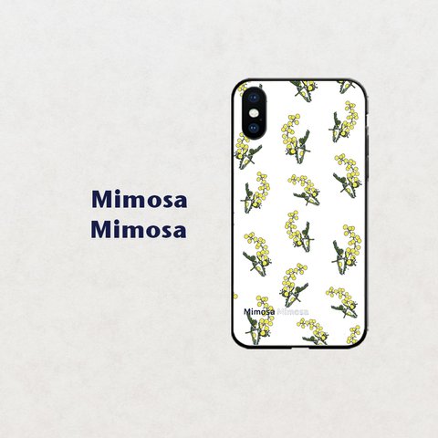 【A mimosa is for you】ミモザ ホワイト   スマホケース　iphone android ほぼ全機種対応