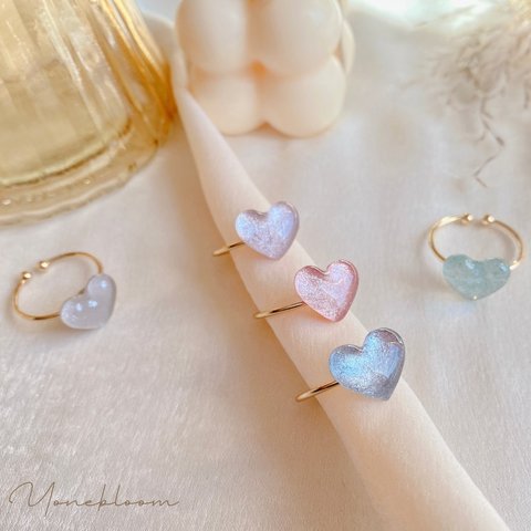 ꫛꫀꪝ✧‧˚ 【5colors】ギャラクシーハートリング💫 サージカルステンレス レジンアクセサリー フリーサイズリング お呼ばれ 記念日 誕生日 母の日 クリスマス バレンタイン プレゼント ギフト