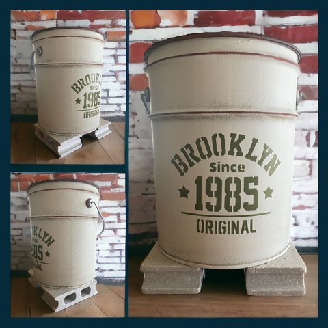 リメイクペール缶 『ブルックリン 1985』薪入れ 鉢入れ プランター 傘立て ゴミ箱