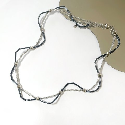 silver×black  choker necklace