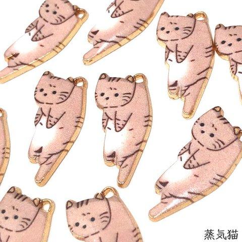 つままれ猫エナメルチャーム 茶トラ 6個【猫素材】