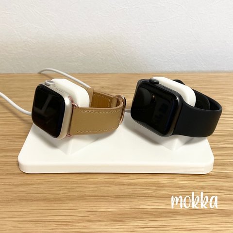 値下げしました.ᐟ‪‪.ᐟApple Watch ２個充電スタンド シンプルホワイト 3Dプリンター