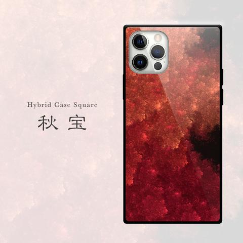 秋宝 - 和風 四角型 強化ガラス iPhoneケース【iPhone全機種対応】